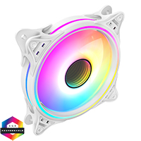 CiT Tornado 120mm Infinity ARGB White 4pin PWM PC Cooling Dual-Ring Fan - Click below for large images