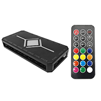 CiT ARGB PWM 9 Port Fan Hub With SATA Power and RF Remote - Click below for large images