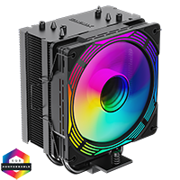 GameMax Ice Force Black CPU Cooler With 120mm FN12A-C8I PWM ARGB Infinity Fan 4 x 6mm Heat Pipes TDP 200W - Click below for large images