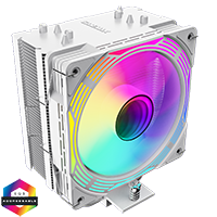 GameMax Ice Force White CPU Cooler With 120mm FN12A-C8I PWM ARGB Infinity Fan 4 x 6mm Heat Pipes TDP 200W - Click below for large images