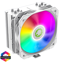 GameMax Sigma 540 White ARGB CPU Cooler With 130mm PWM ARGB Fan 4 x 6mm Heat Pipes TDP 200W - Click below for large images