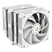 GameMax Twin600 Dual-Tower White CPU Cooler With 120mm Fluid Dynamic Bearing PWM Fan 6 x 6mm Heat Pipes TDP 250W - Click below for large images