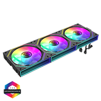 GameMax FN12A-S3I 3-Pack 120mm Infinity ARGB Black 4pin PWM Linked Cooling Fans - Click below for large images