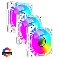 GameMax KF300R 3 Pack 120mm Infinity ARGB White 4pin PWM Reversible Fan Blades Cooling Fans - Click below for large images