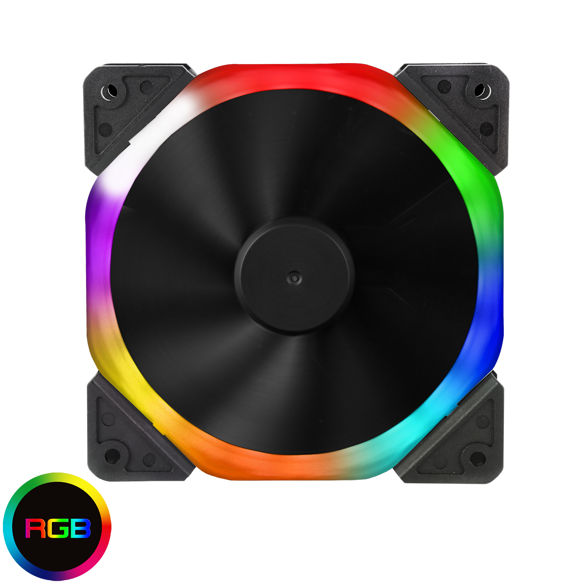 Unbranded Halo Dual Ring 18 LED 120mm Rainbow RGB Fan - Cooling - Large ...