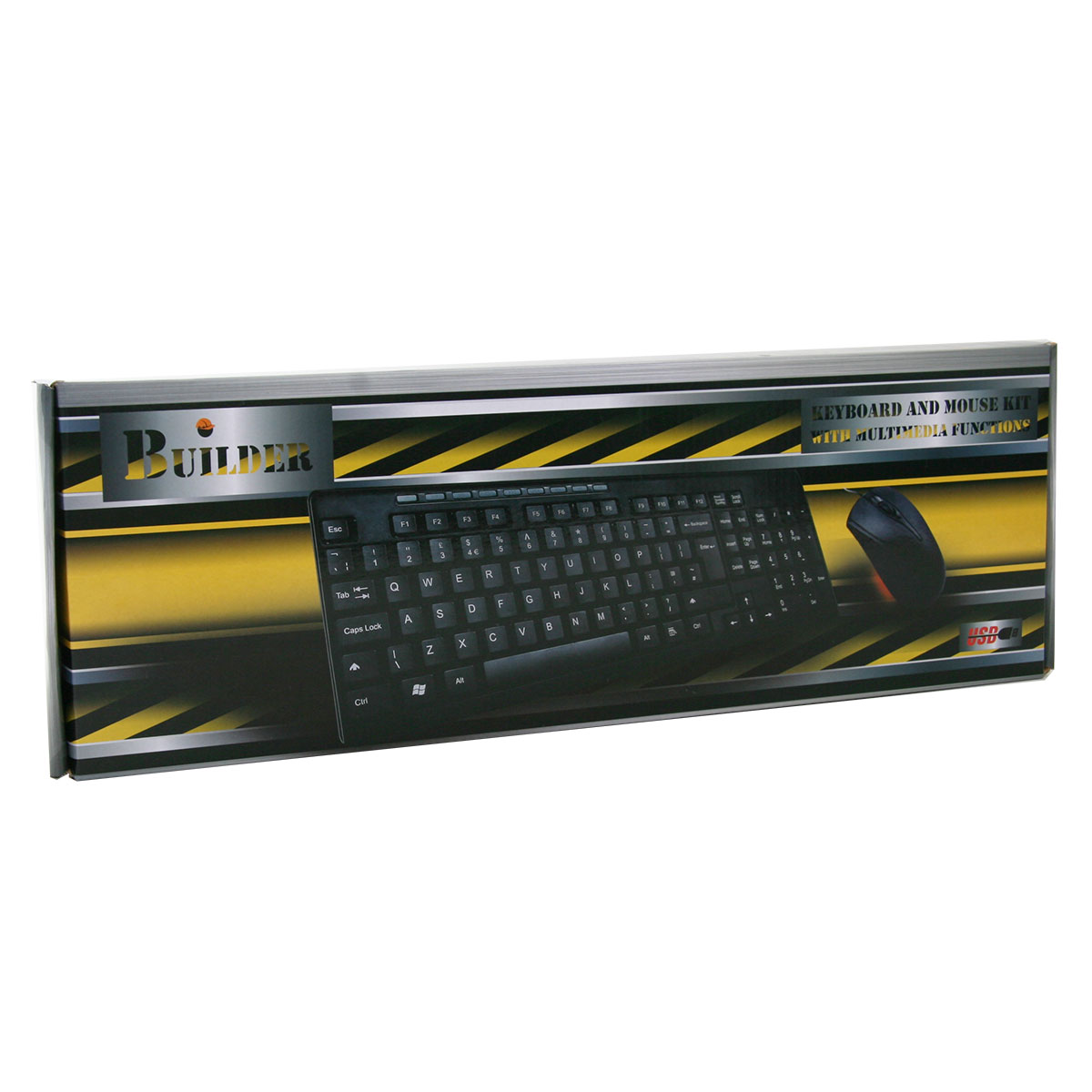 Builder UK USB Keyboard & Mouse Combo Set Black Keyboards Large