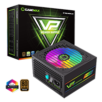 GameMax VP-700W Semi-Modular 80 Plus Bronze Black Power Supply With 120mm RGB Fan - Click below for large images