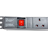 Powercool 1U PDU Horizontal Type 6Way UK Sockets On Off Switch 1.8m UK Plug - Alternative image