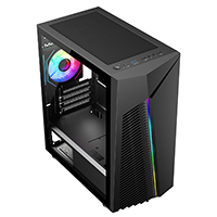 CiT Alpha Black Micro-ATX PC Gaming Case with 1 x ARGB LED Strip and 1 x 120mm Three-Sided Infinity ARGB 4pin PWM Fan - Alternative image