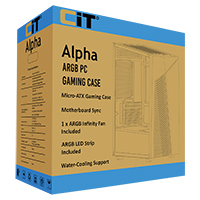 CiT Alpha Black Micro-ATX PC Gaming Case with 1 x ARGB LED Strip and 1 x 120mm Three-Sided Infinity ARGB 4pin PWM Fan - Alternative image