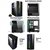 CiT Beam MATX Gaming Case Rainbow RGB Strip 1 x Rainbow RGB fan Acrylic Side - Alternative image