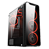 View more info on CiT Blaze Mid-Tower Gaming Case With 6 x Single Ring Red Fans Tempered Glass Side Window...
