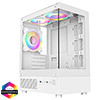 View more info on CiT Celsius White Micro-ATX Gaming Case with Tempered Glass Front and Side Panels with 3 x CiT Celsius Dual-Ring Infinity Fans...