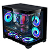 CiT Concept Black MATX Gaming Cube with Tempered Glass Front and Side Panels with 3 x CiT Celsius Dual-Ring Infinity Fans Bundled - Alternative image
