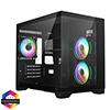 CiT Concept Black MATX Gaming Cube with Tempered Glass Front and Side Panels with 3 x CiT Tornado Dual-Ring Infinity Fans - Alternative image