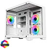 View more info on CiT Concept White MATX Gaming Cube with Tempered Glass Front and Side Panels with 3 x CiT Celsius Dual-Ring Infinity Fans Bundled...
