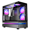 View more info on CiT Cyclops Black Micro-ATX Gaming Case With Panoramic Tempered Glass Built-In ARGB LED Strip and 6 x ARGB Fans Included...