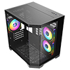 CiT DS240 Black mATX Gaming Case With Dual Chamber Panoramic Tempered Glass With 3 x CiT Pro Storm 120mm Fans and 6 Port PWM Hub - Alternative image