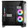 CiT DS240 Black mATX Gaming Case With Dual Chamber Panoramic Tempered Glass With 3 x CiT Pro Storm 120mm Fans and 6 Port PWM Hub - Alternative image