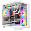 CiT DS240 White ATX Gaming Case With Dual Chamber Panoramic Tempered Glass With 3 x CiT Pro Storm 120mm Fans and 6 Port PWM Hub - Alternative image
