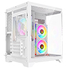 CiT DS240 White ATX Gaming Case With Dual Chamber Panoramic Tempered Glass With 3 x CiT Pro Storm 120mm Fans and 6 Port PWM Hub - Alternative image