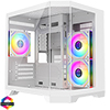 View more info on CiT DS240 White ATX Gaming Case With Dual Chamber Panoramic Tempered Glass With 3 x CiT Pro Storm 120mm Fans and 6 Port PWM Hub...