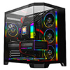 CiT DS360 PRO Black ATX Gaming Case With Dual Chamber Panoramic Tempered Glass With 4 x CiT Saturn PWM ARGB Fans and 6 Port PWM Hub - Alternative image