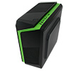 CiT F3 Black Micro-ATX Case With 12cm Green LED Fan & Green Stripe - Alternative image