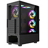 CiT Falcon Black ATX Mesh PC Gaming Case with 6 x 120mm ARGB Fans Included With Hinged Tempered Glass Side Panel - Alternative image