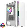 View more info on CiT Galaxy White Mid-Tower PC Gaming Case with 1 x LED Strip 1 x 120mm Rainbow RGB Fan Included Tempered Glass Side Panel...
