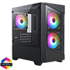 CiT Level 1 Black Micro-ATX PC Gaming Case with 3 x 120mm RGB Rainbow Fans Included With Tempered Glass Front and Side Panel - Alternative image
