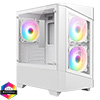 View more info on CiT Level 1 White Micro-ATX PC Gaming Case with 3 x 120mm RGB Rainbow Fans Included With Tempered Glass Front and Side Panel...