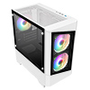 CiT Level 1 White Micro-ATX PC Gaming Case with 3 x 120mm RGB Rainbow Fans Included With 30 Percent Tempered Glass Panels - Alternative image