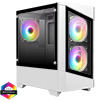 View more info on CiT Level 1 White Micro-ATX PC Gaming Case with 3 x 120mm RGB Rainbow Fans Included With 30 Percent Tempered Glass Panels...