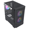 CiT Level 1 Black Micro-ATX Mesh PC Gaming Case with 3 x 120mm RGB Rainbow Fans Included With Tempered Glass Side Panel - Alternative image