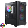View more info on CiT Level 1 Black Micro-ATX Mesh PC Gaming Case with 3 x 120mm RGB Rainbow Fans Included With Tempered Glass Side Panel...