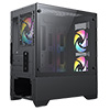 CiT Level 2 Black Micro-ATX Mesh PC Gaming Case with 3 x 120mm RGB Rainbow Fans Included With Tempered Glass Side Panel - Alternative image