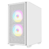 CiT Level 4 White Micro-ATX Mesh PC Gaming Case with 3 x 120mm RGB Rainbow Fans Included With Tempered Glass Side Panel - Alternative image