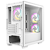 CiT Level 4 White Micro-ATX Mesh PC Gaming Case with 3 x 120mm RGB Rainbow Fans Included With Tempered Glass Side Panel - Alternative image