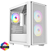 View more info on CiT Level 4 White Micro-ATX Mesh PC Gaming Case with 3 x 120mm RGB Rainbow Fans Included With Tempered Glass Side Panel...
