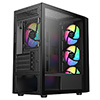 CiT Luna Black Micro-ATX PC Gaming Case with 4 x 120mm Infinity ARGB Fans Included 1 x 4-Port Fan Hub Tempered Glass Side Panel - Alternative image