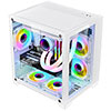 CiT Overseer White MATX Gaming Cube with Tempered Glass Front and Side Panels with 3 x CiT Celsius Dual-Ring Infinity Fans Bundled - Alternative image