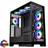CiT Pro Diamond XR Black Mid-Tower Gaming Case with 4mm Tempered Glass Front and Side Panels and 7 x CF120 Dual-Ring Infinity Fans - Alternative image