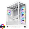 View more info on CiT Pro Diamond XR White Mid-Tower Gaming Case with 4mm Tempered Glass Front and Side Panels and 4 x CF120 Dual-Ring Infinity Fans...