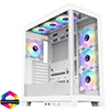 View more info on CiT Pro Diamond XR White Mid-Tower Gaming Case with 4mm Tempered Glass Front and Side Panels and 7 x CF120 Dual-Ring Infinity Fans...