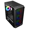 CiT Saturn Black Micro-ATX PC Gaming Case with 4 x 120mm Infinity ARGB Fans Included 1 x 4-Port Fan Hub Tempered Glass Side Panel  - Alternative image