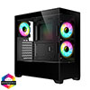 View more info on CiT Sense Black ATX Gaming Case with Tempered Glass Front and Side Panels with 3 x CiT Celsius Dual-Ring Infinity Fans Bundled...