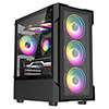 CiT Tornado Black Micro-ATX Gaming Case With 4 x 120mm Dual-Ring ARGB Infinity Fans and Tempered Glass Panels With 30 Percent Tint - Alternative image