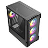 CiT Tornado Black Micro-ATX Gaming Case With 4 x 120mm Dual-Ring ARGB Infinity Fans and Tempered Glass Panels With 30 Percent Tint - Alternative image