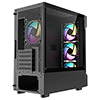 CiT Tornado Black Micro-ATX Gaming Case With 4 x 120mm Dual-Ring ARGB Infinity Fans and Tempered Glass Panels With 30 Percent Tint - Alternative image